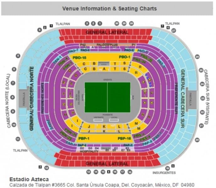 estadio azteca صندلی نقشه