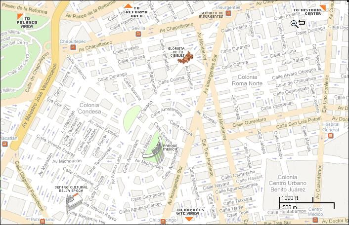 نقشه condesa مکزیکو سیتی