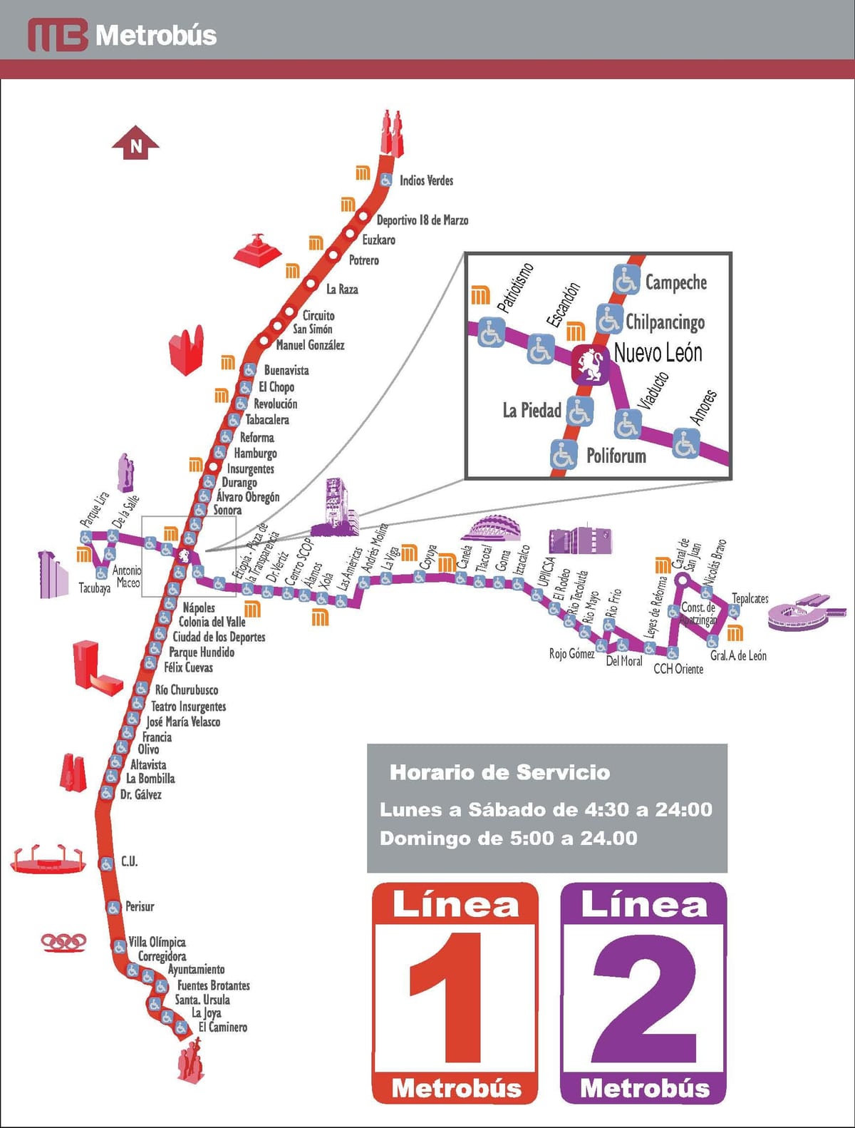 نقشه metrobus مکزیکو سیتی
