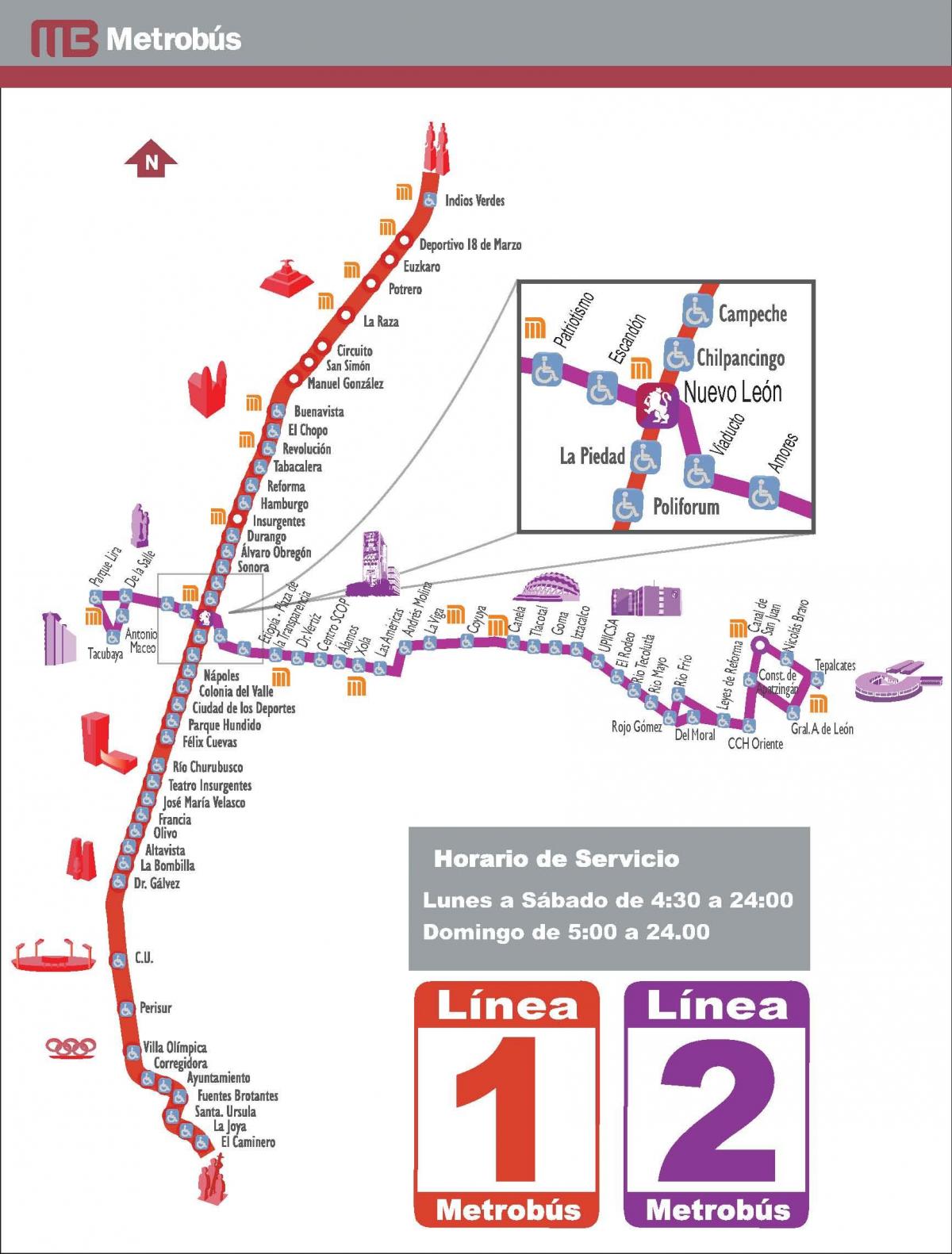نقشه metrobus مکزیکو سیتی