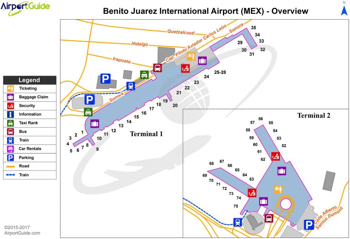بنیتو جوارز فرودگاه بین المللی نقشه