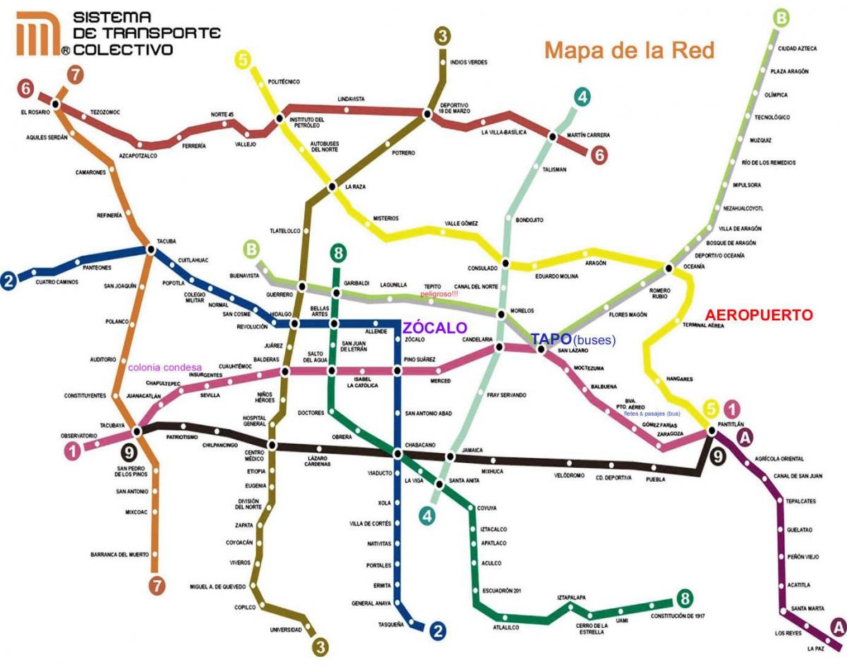 مکزیکو سیتی نقشه قطار