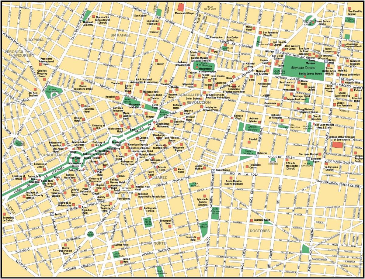 نقشه مکزیک شهر گشت و گذار